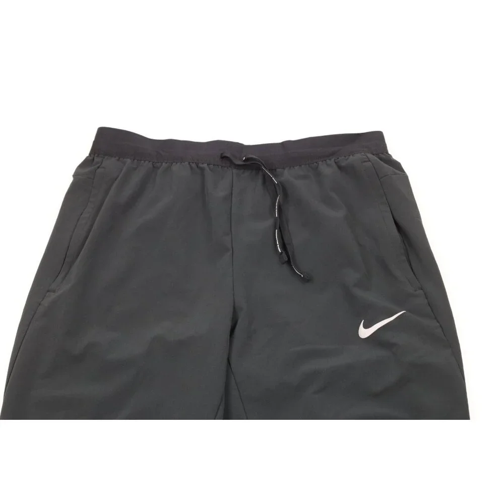 Nike Running Mens Medium Reflective Swoosh Tapered Leg Stretch Pants Black - Picture 2 of 14